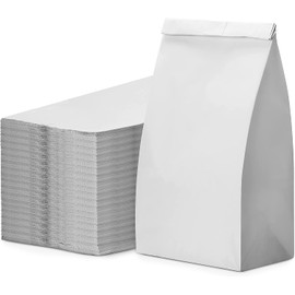 Glownary - White Paper Bags for Lunch, Craft, or Takeout. (12 LB, 500 Count - White)