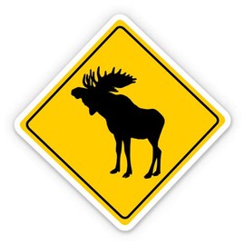 Moose Road Sign - 12" Vinyl Sticker Waterproof Decal