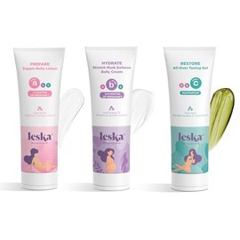 LESKA- Set de maternidad Leska | Loción para el vientre, crema protectora contra las estrías, gel tonificante para todo el cuerpo | Todo sobre materni