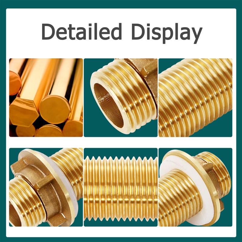 Pack of 2 G3/4 Brass Bulkhead Fitting, 12 cm Male