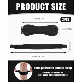 BNREOZA 2 Pieces Patella Brace Knee Support Band Adjustable Patella Tendon Strap for Men and Women for Football, Basketball, Hiking, Running and Tennis (Black)