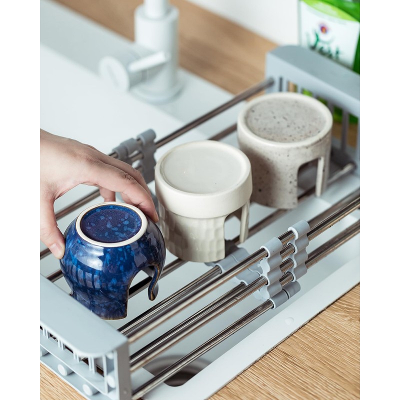 Zoeeker Sponge Holder for Kitchen Sink, Ceramic Sink Caddy Scrub