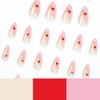 24Pcs Valentine's Day Press on Nails Long French Tip Fake