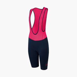 LE COL Women's Sport Bib Shorts II | Padded Chamois Cycling Shorts with Gel Inserts |(US, Alpha, Large, Regular, Navy/Hot Pink)