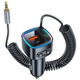 Bluetooth 5.4 Car Adapter Aux Bluetooth Adapter for Car Bluetooth Receiver 3.5mm Jack Car Charger 54W (PD30W &QC 12W) USB Type-C Charger Adapter [Fast Charging] Hands Free Calling Support U Disk