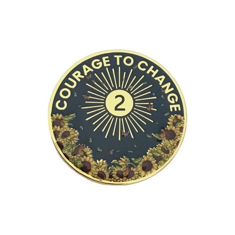 2 Year Blue Sunflower Al-Anon, AA, NA, Medallion, Chip, Token