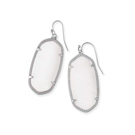 Kendra Scott Elle Drop Earrings for Women, Fashion Jewelry, Rhodium-Plated, White Mother of Pearl
