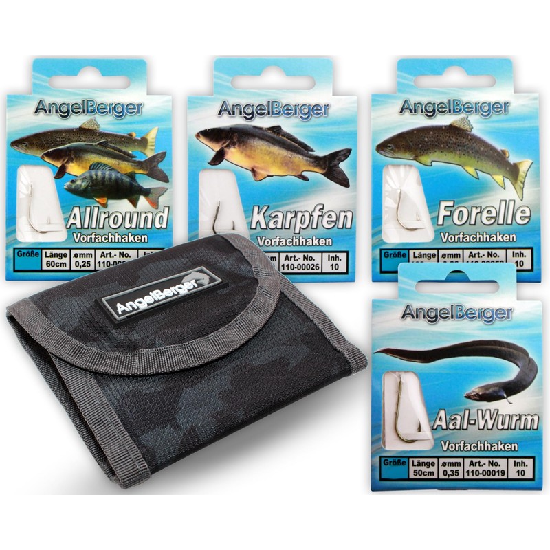 Angel Berger Snelled Fishing Hook Set with Bag