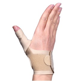 MARUMART【現役35年専門家が開発】大須賀式 手首 親指 固定 薄手 親指付け根 母指cm関節 手首用 親指用 サポーター 手首サポーター 親指サポーター 親指付け根サポーター S/Mサイズ 左右別 (ベージュ色/右用, M)
