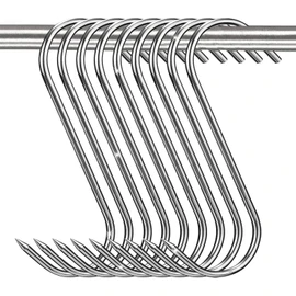 12PCS Meat Hooks – Commercial Grade Butcher Hooks for Smoking, BBQ, Grilling, Rustproof S-Hooks (5.9inch/15cm)