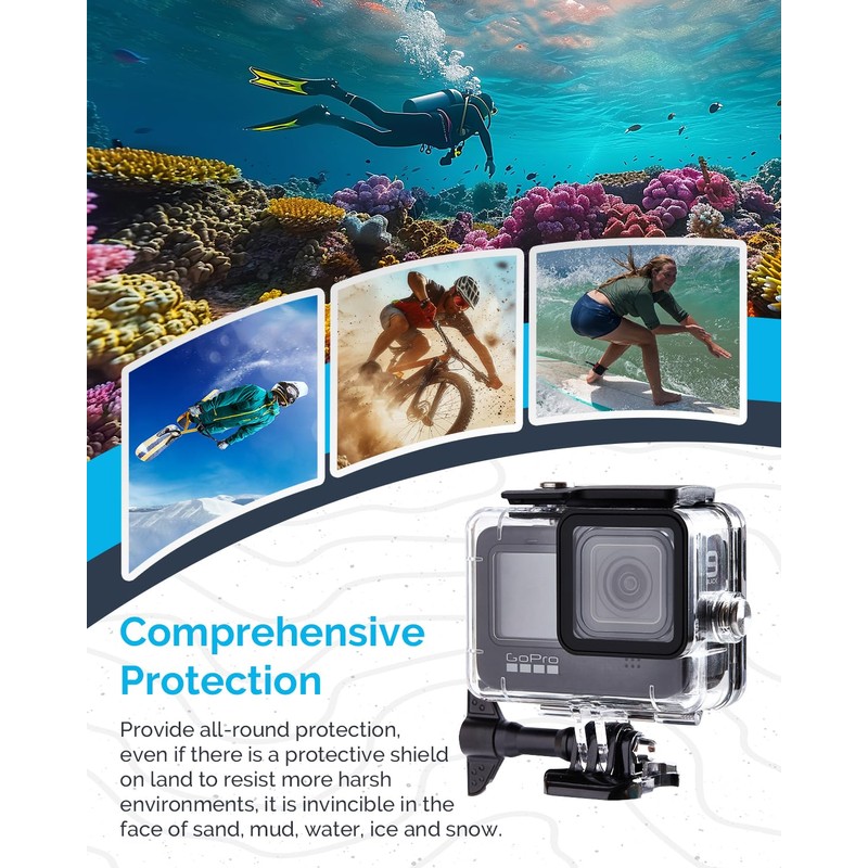 Waterproof Case for GoPro Hero 9/10/11/12, Underwater Floating Hand Grip