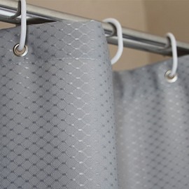 Extra Wide Shower Curtain 108 x 72, Solid Gray Waffle Weave Fabric Shower Curtain for Bathroom,, Heavyweight, Water-Repellent 108inch Wide by 72inch Long