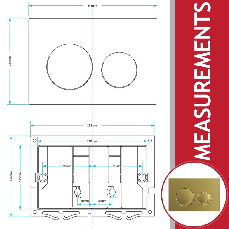 SPARES2GO Luxury Flush Plate Kit for Concealed Toilet Cistern Wall