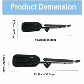 DDSHUN 2 Pack Kitchen Tongs Food Tongs Stainless Steel Cooking Tongs Steak Tongs Heat Resistant with Resting Gadget Non-Slip Locking BBQ Tongs for Cooking, Steak, Barbecue, Buffet, Salad - Black