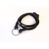 Black Leather Cord Necklace with Silver Coloured Round Metal Pendant