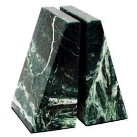 Natural Marble Bookends for Shelves,Office bookends for Heavy Books. Unique Brown Book Ends, Set of 2,Heavy Duty (Green)