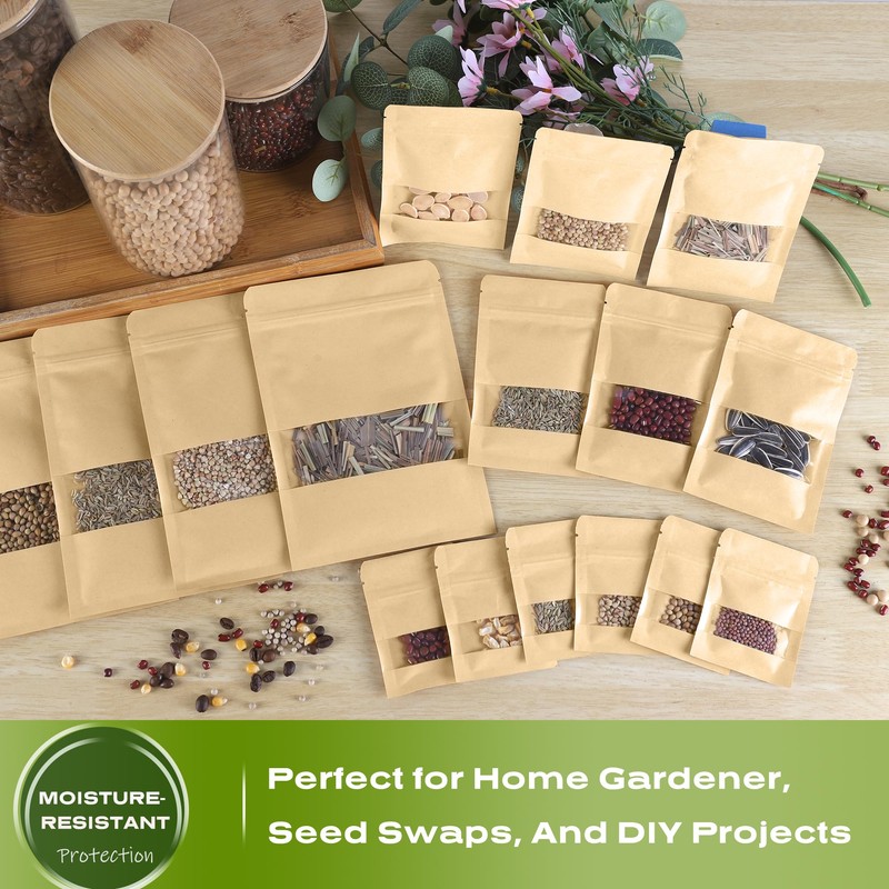 180 Pack Small Seed Envelopes Resealable with Clear Window –