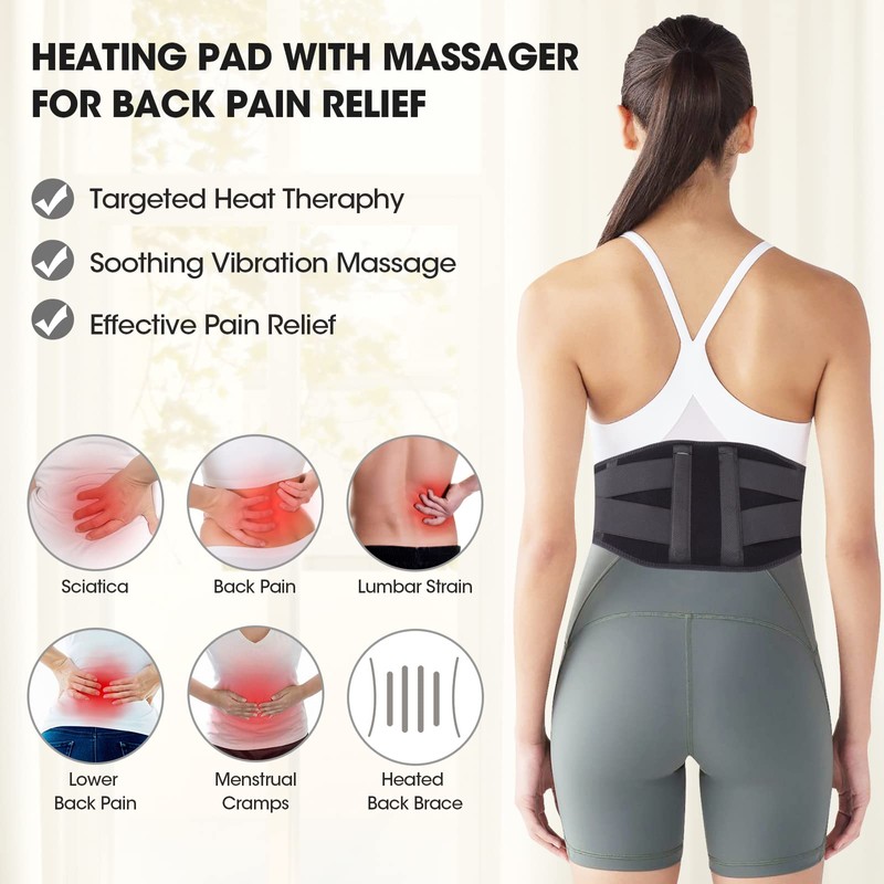 CUEHEAT Heated Waist Belt, Cordless Heating Pad for Low Back,