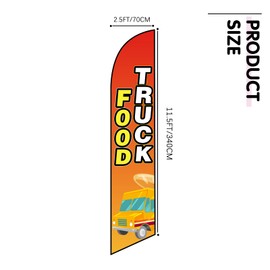 Food Truck Swooper Flag, 11.5X2.5Ft Food Truck Advertising Windless Feather Flag for Business Outside, Perfect for Restaurants,Taco Trucks, Businesses and Fairs Advertising (Pole not included) (Food Truck)