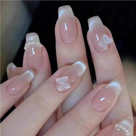 3D Press on Nails, Medium Acrylic Fake Nails, Cute and Unique Decorative Shape, Suitable for Daily Leisure and Party Activities, Reusable, 24 Pcs