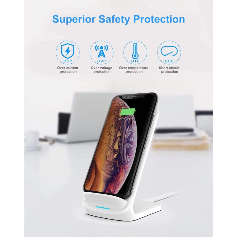 NANAMI Upgraded Fast Wireless Charger, Qi-Certified Wireless Charging Stand f...