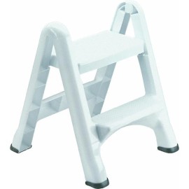 Rubbermaid (1)-Rubbermaid Lightweight White Folding 2-Step Step Stool 420903-WHT