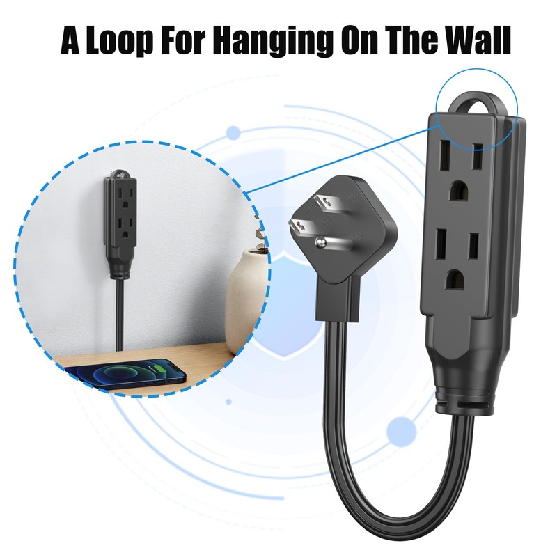 1 FT Short Extension Cord, HITRENDS 3 Outlet Extension Cord,