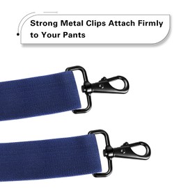 RIONA Men's Braces Wide 3.8 cm with 4 Carabiner Hooks Long One Size for Men and Women Adjustable and Elastic X-Back Heavy Duty, 011marine