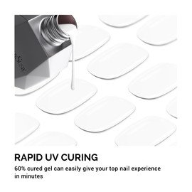 MelodySusie 32Pcs Semi Cured Gel Toe Nail Strips (White), Pedicure Stickers for Toes, Works with Any UV/LED Lamps, Salon-Quality, Long Lasting, Easy to Apply & Remove