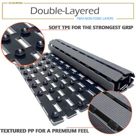 LuxurYou Non Slip Bathtub Mat | Double-Layered Shower Floor Mat with Suction Cups | EZ-Dry Construction | Non-Toxic, BPA, Latex, Phthalate, PVC Free (Mist)