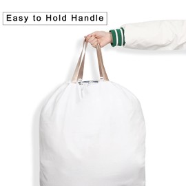 SANFERGE Cotton Canvas Laundry Bag with Handles & Drawstring Straps, Heavy Duty Extra Large Laundry Bags for Laundromat and Household, 25.5x34 Inch, White