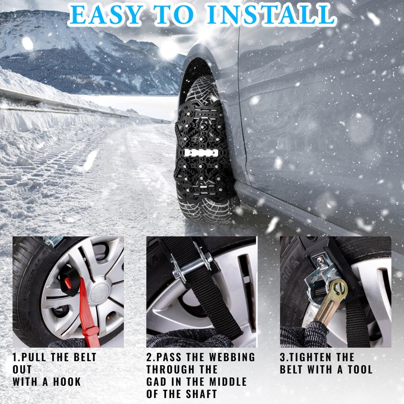 VaygWay Car Snow Tire Anti-Slip Chains - All Season Black
