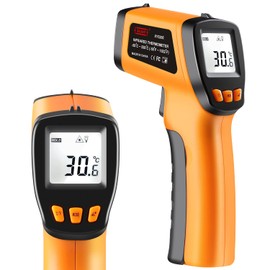 XinJiaYi Infrared Thermometer (-50°C to 550°C), Laser Temperature Gun for Cooking/BBQ/Grill/HVAC, Non-Contact Surface Thermometer, LCD Display, Orange