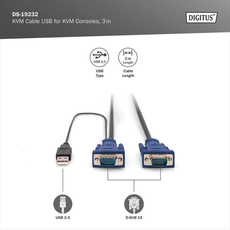Digitus DS-19231 Cable Set for TFT Consoles 1.8 m Mehrfarben,