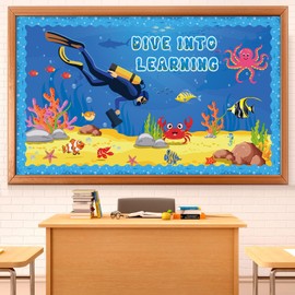 party greeting 67PCS Ocean Animal Bulletin Board Set Under The Sea Classroom Decoration Summer Dive into Learning Sea Animals Fish Paper Cutouts for Tropical School Chalkboard Wall Decor Supplies