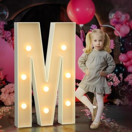 Tongjoy 3FT Marquee Light Up Letters, Large Light Up Letters for Baby Shower Party Backdrop Decor, Marquee Letters for Birthday Wedding Engagement Party Decorations, Mosaic Letter M