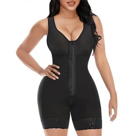 YIANNA Fajas Colombianas Shapewear for Women Tummy Control Full Shapewear Butt Lifter with Zipper Crotch:_Black_S