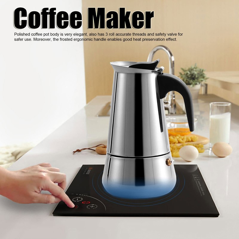 QANYEGN Stainless Steel Coffee Pot for Stovetop - Large Capacity