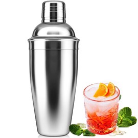 NewGF Cocktail Shaker,Drink Mixer with Built-in Strainer for Mixing Drinks Margaritas,Beginner Friendly Mixer Bar Utensil Tool (Sliver-01)