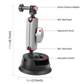 PULUZ Camera Suction Mount for Gopro Camera,Portable Suction Holder Car Windscreen&Window Mount for GoPro HERO10 Black HERO9 Black HERO8 Black HERO7 6 5 DJI Osmo Action and Other Action Cameras