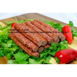 Unbranded 2 sticks - 19 mm Edible Collagen Sausage Casings for Snack Sticks stuffs 16 lbs