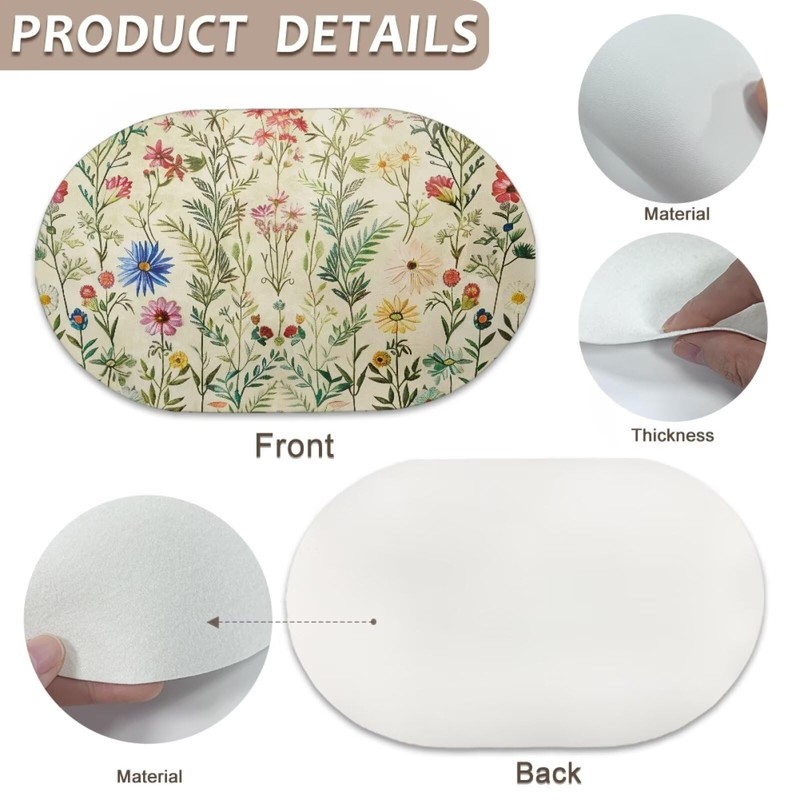 YUVAMAGIMO Floral 4 PCS Place Mats for Dining Table Faux