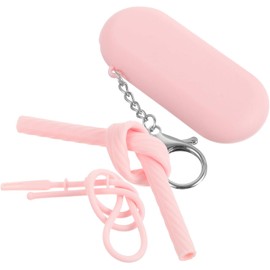 Levemolo 1juego Pajillas Reutilizables Plegables de Silicona con Estuche Portátil y Limpiador Kit para Viaje con Llavero Accesorio Práctico para Bebidas
