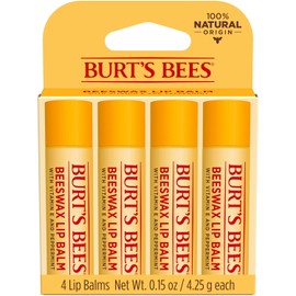 Burt'S Bees 100% Natural Moisturizing Lip Balm, Original Beeswax with Vitamin E and Peppermint Oil, 4 Tubes