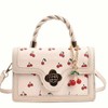 Women's Cherry Print Handbag with Zipper Closure designer bags -