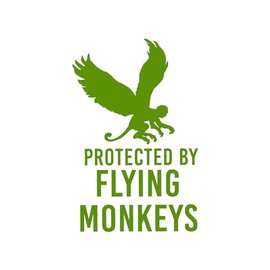 Funny Protected by Flying Monkeys 6" Vinyl Sticker Car Decal (6" Lime)