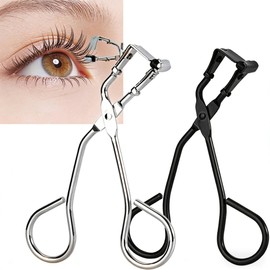 nalaina Partial Eyelash Curler, 2 Pieces, Popular, Long Lasting, Stainless Steel, Durable, Easy to Use, Portable, Women's (Silver & Black)