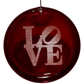 Mission Glass Works 4-Inch Etched Love Suncatcher in Red from Our Holidays Collection - Made in The USA. A Great Gift for Anyone. Colorful Suncatchers Bring a Room or View to Life.