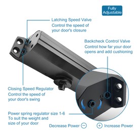 Sophia Door Closer Commercial Heavy Duty DK4000 Automatic Door Closer Adjustable Size 1-6, Grade 1 Auto Hydraulic Door Closer Hinge for Medium Traffic Areas - ADA Compliant & UL Listed, Matte Black
