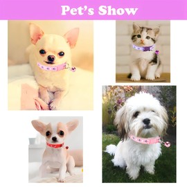 Yellow XXS Dog Collar with Bell,Puppy Collar Boy Soft Cat Collars Nylon Buckle Heart Adjustable 19-32cm for XXS Xs Small Pet Dogs Animal Litter Tiny Kitten